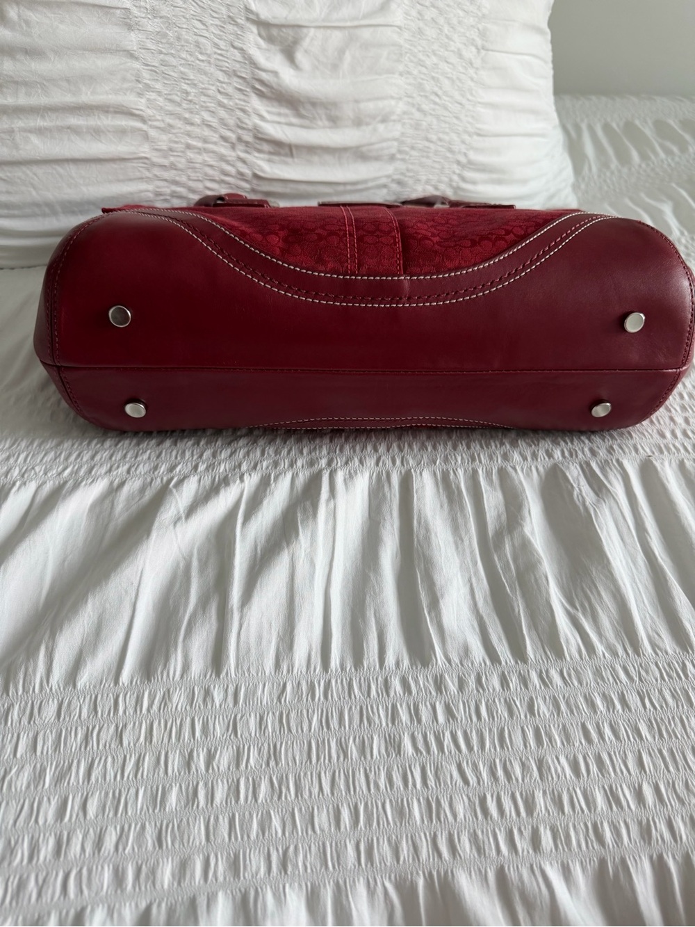 Vintage Coach Red Jacquard Canvas Soho Flap Tote - Picture 8 of 12
